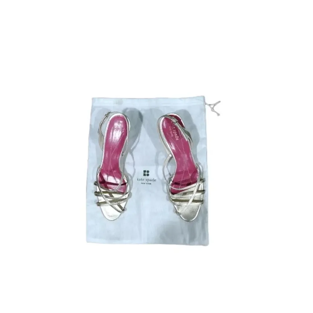Kate‎ Spade New York Metallic Strappy Slingback Sandals, Gold, Sz 8.5